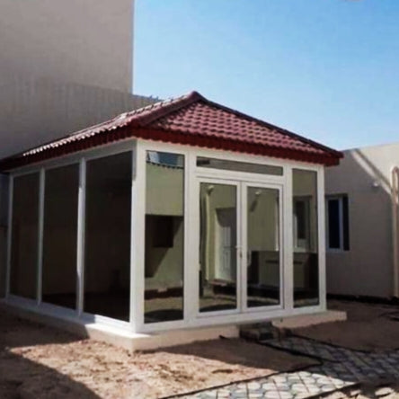 Backyard aluminium cabinet with glass works